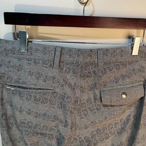 Linksoul Men's green tribal hawaiian pattern flat front golf shorts 32 10" insea